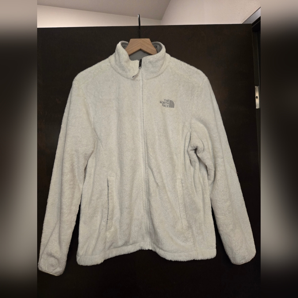 The North Face Womens L Faux Fur White Full Zip Jacket Coat